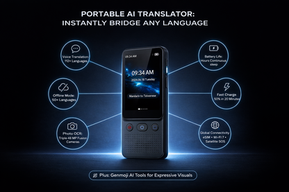 Portable AI Translator – Instant Two-Way Voice & Text Translation Device